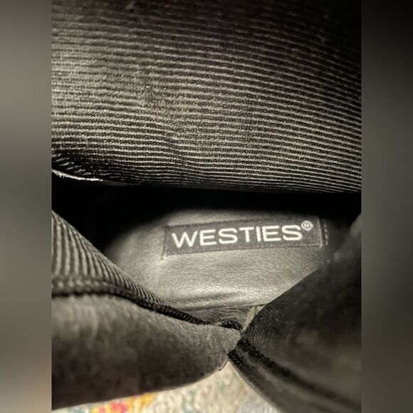 Westies Vegas Black Suede Boots w/Snake Print Square Toes 8 - Picture 6 of 9